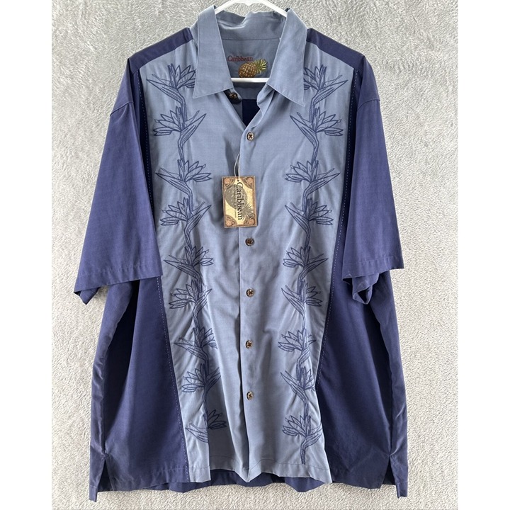 CARIBBEAN BRAND Bird of Paradise Hawaiian Camp Shirt Sz XL NWT