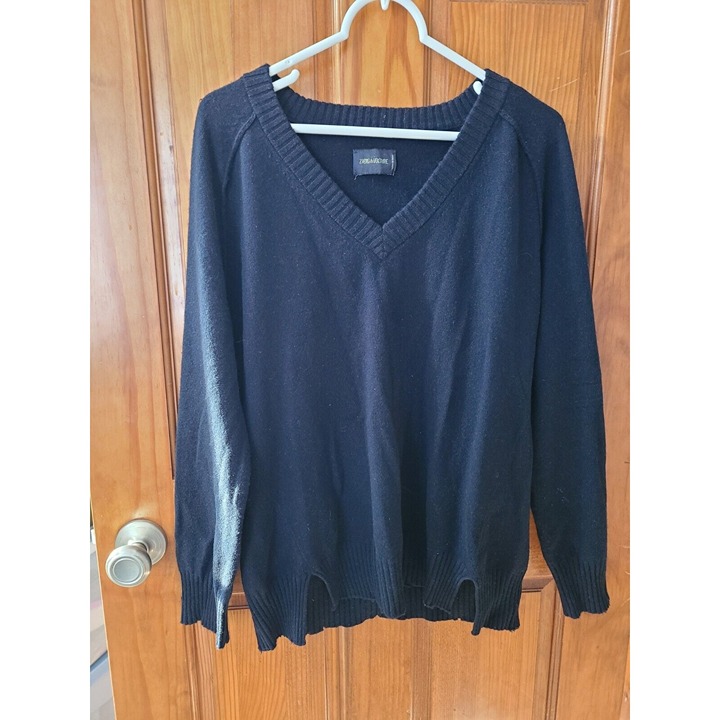 Zadig & Voltaire Women's Alexa Elbow Heart Patch Sweater Blue Cashmere Size M