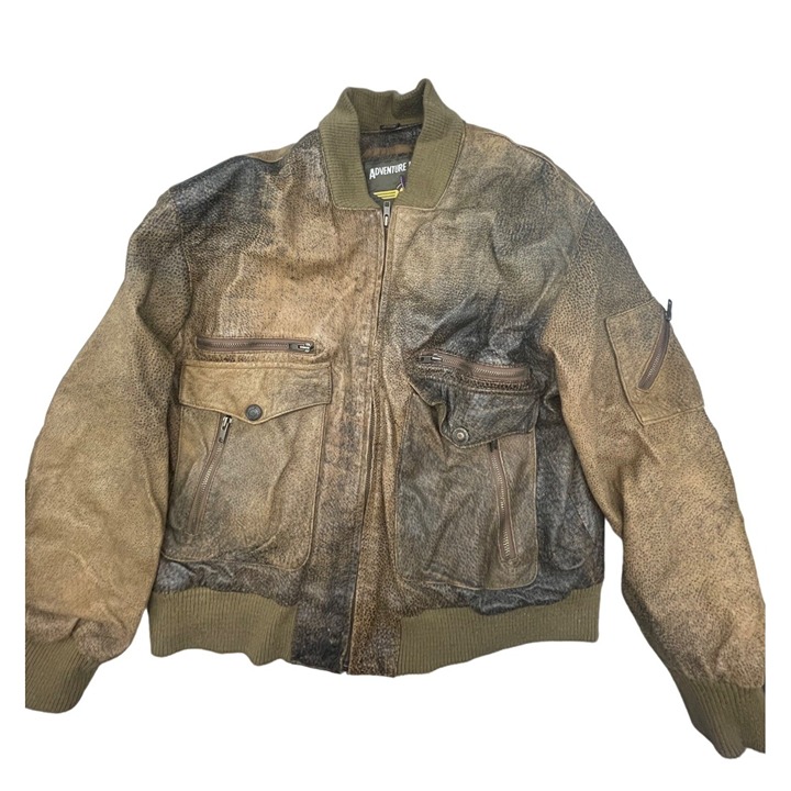 vintage adventure bound leather jacket aviator's brown Harley Davidson L READ