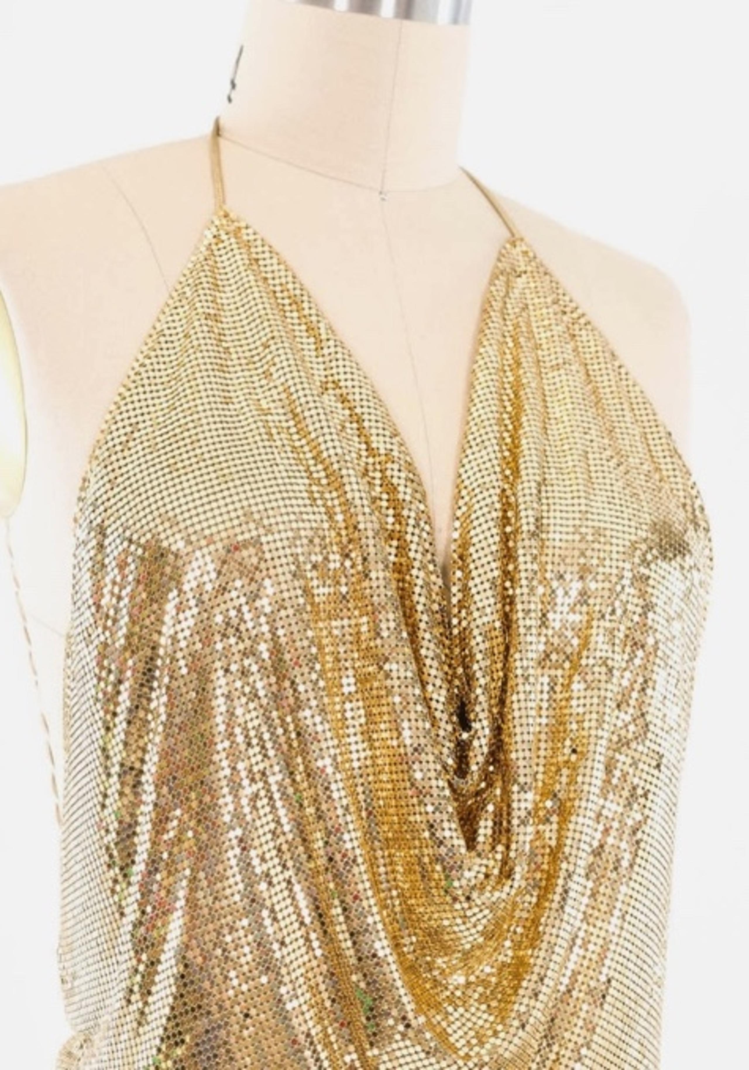 1970s vintage whiting and David gold chain halter top IN ORIGINAL BOXING - Whiting & Davis