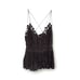Free People One Womens Black Lace Adella Babydoll Tiered Top Y2K Style Size L