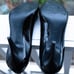 Tory Burch Black Patent Leather Caroline Reva Scrunch Pumps womens 9.5M