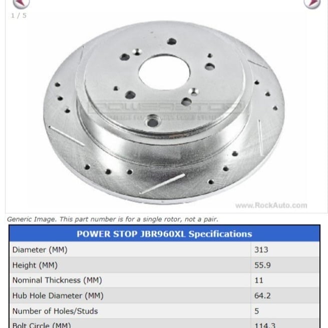 POWER STOP JBR960XLDriver side Rear Rotor-Brand new/never used