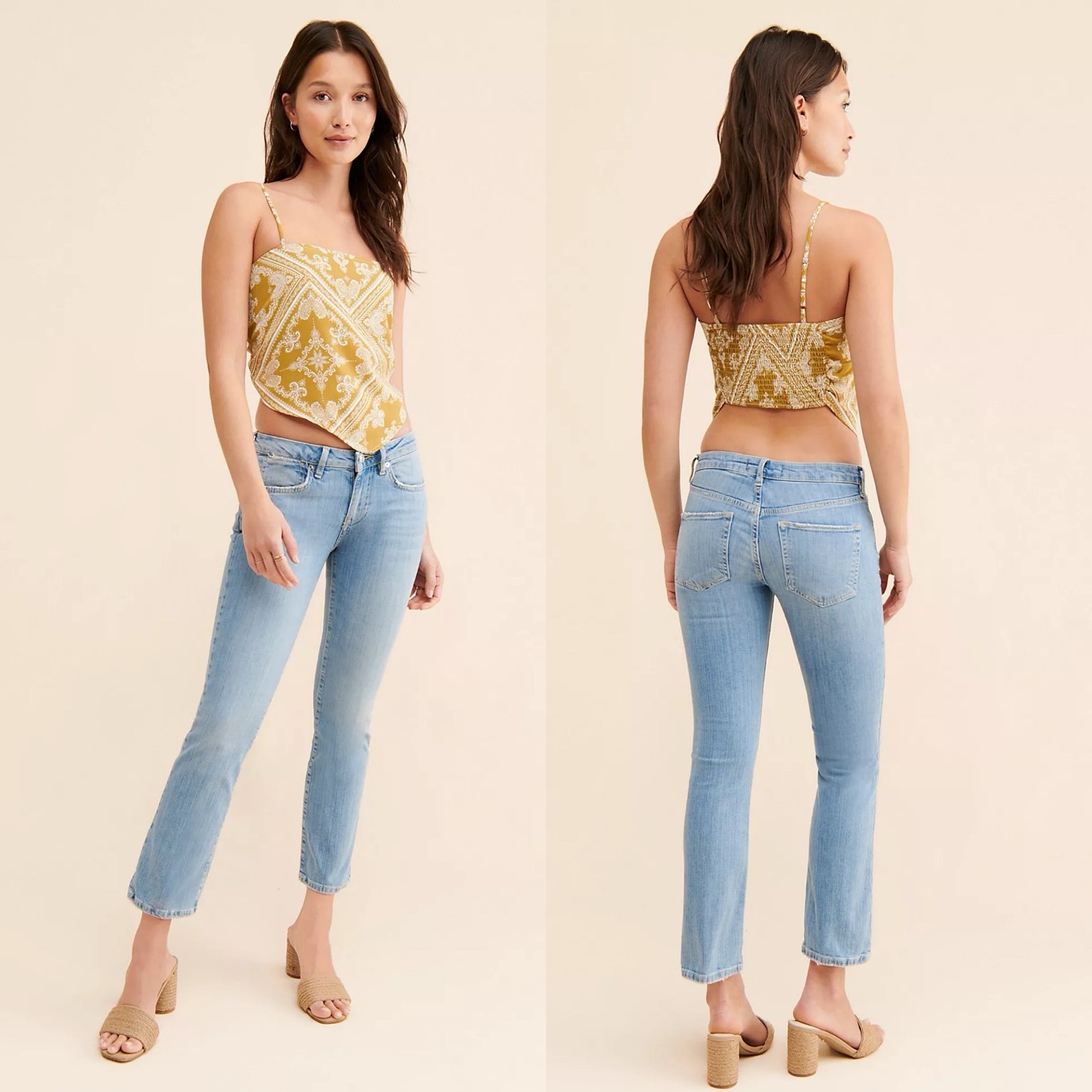 We The Free Low Rise Wide Leg/Kick Flare Jeans Light Wash Blue Size 31
