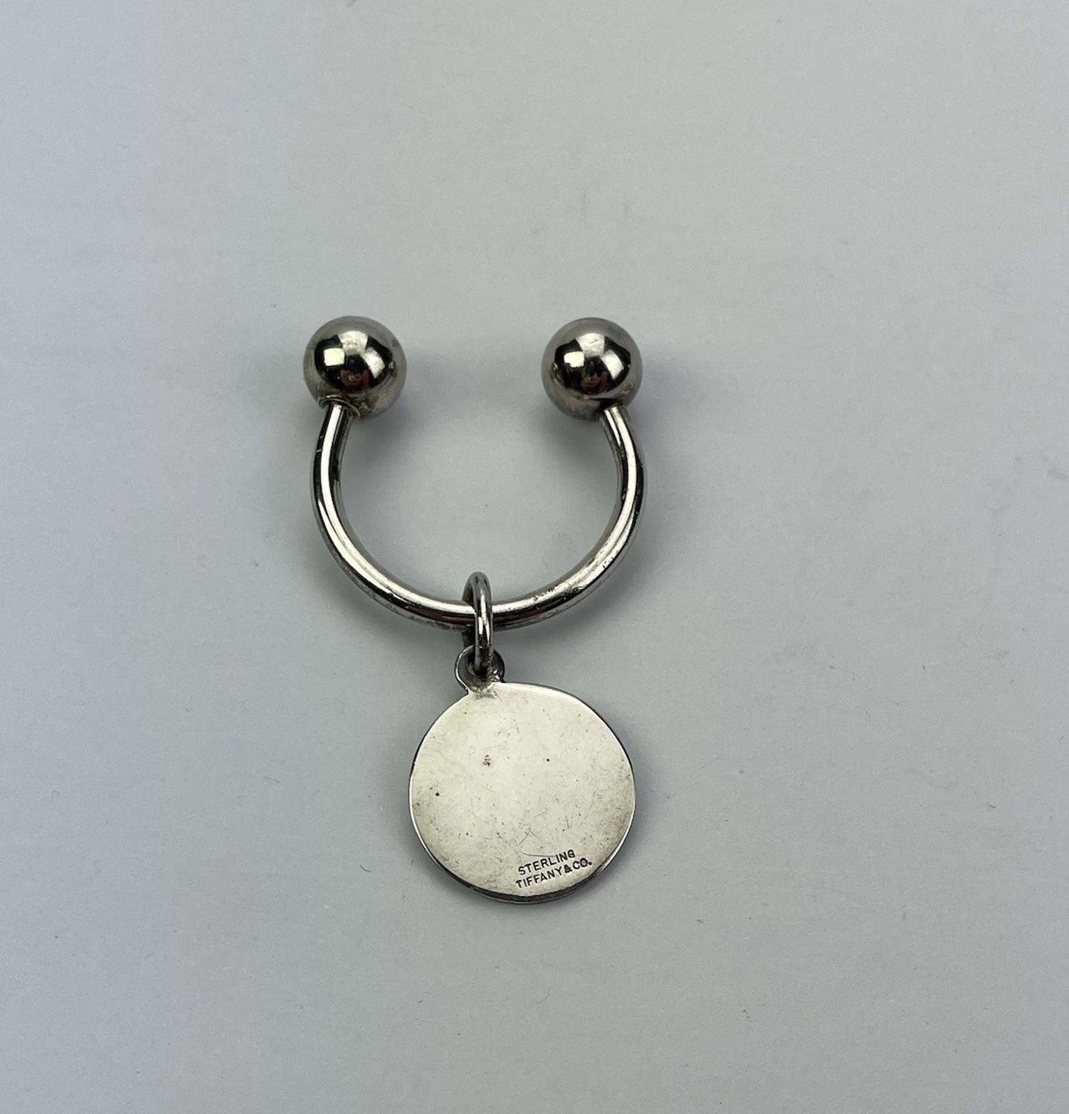 Vintage Tiffany & Co Sterling Silver Horseshoe Key Chain Key Ring Roud Tag 10g