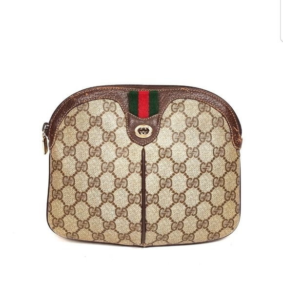 Vintage Gucci Shoulder Bag Brown Signature