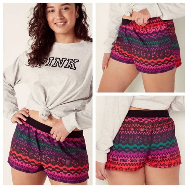 VS PINK PINK FLANNEL SLEEP BOXY SHORT XL