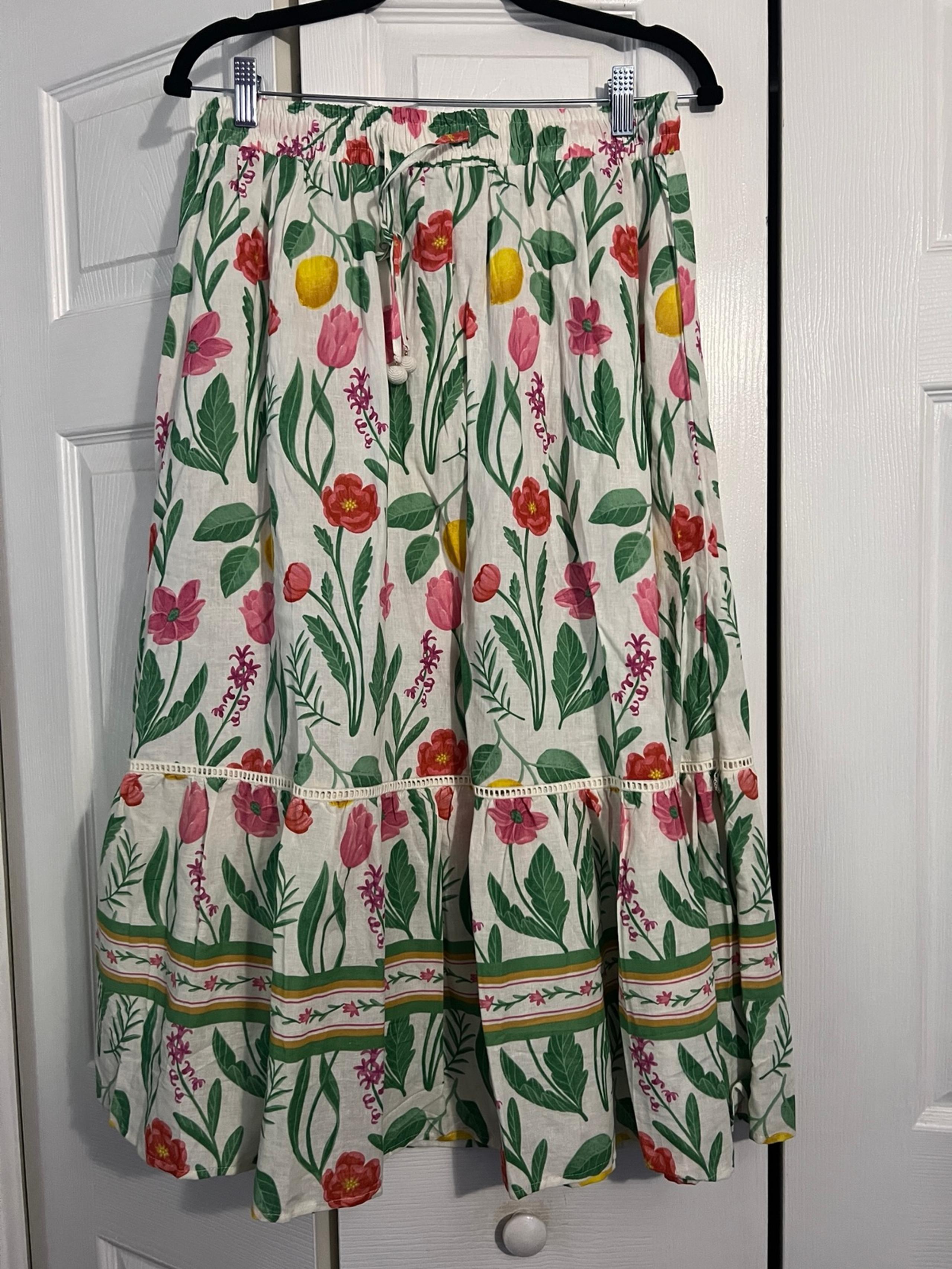 Rachel Zoe Red and Pink Tiered Maxi Skirt