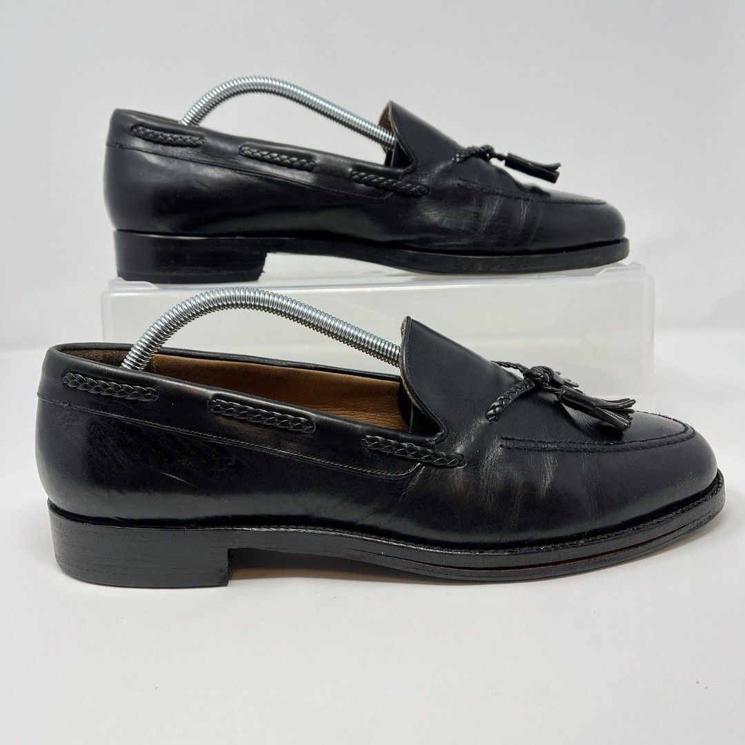 Polo Ralph Lauren Men's Tassel Loafers Black Leather Upper 11D Italy Benchmade