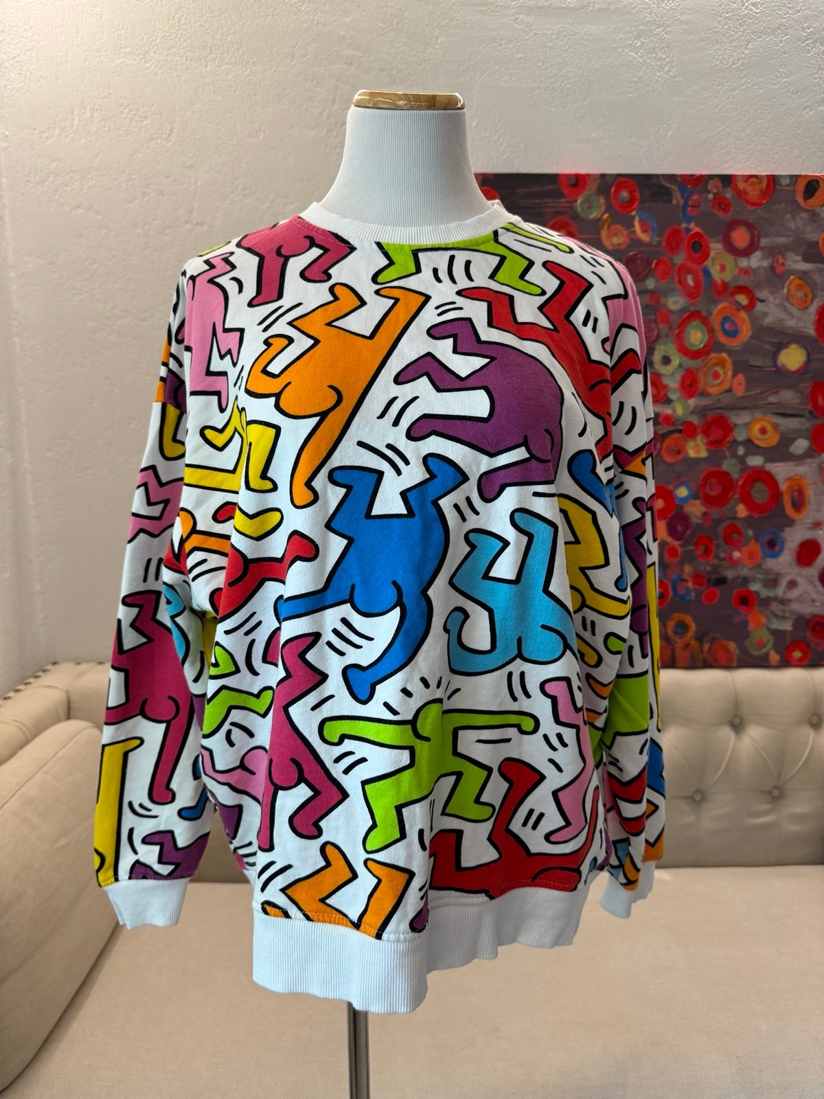 Keith Harring graphic multicolor oversized sweatshirt S