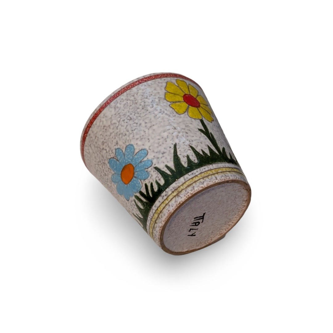 Vintage Mid-Century Modern Italian Pot with Floral Decor FREE SHIPPING