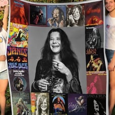 Janis Joplin Album Covers Music Fleece Blanket 40x30