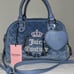 NEW! NWT JUICY COUTURE Royal Moment Velour Quilted Bowler Bag Slate Blue