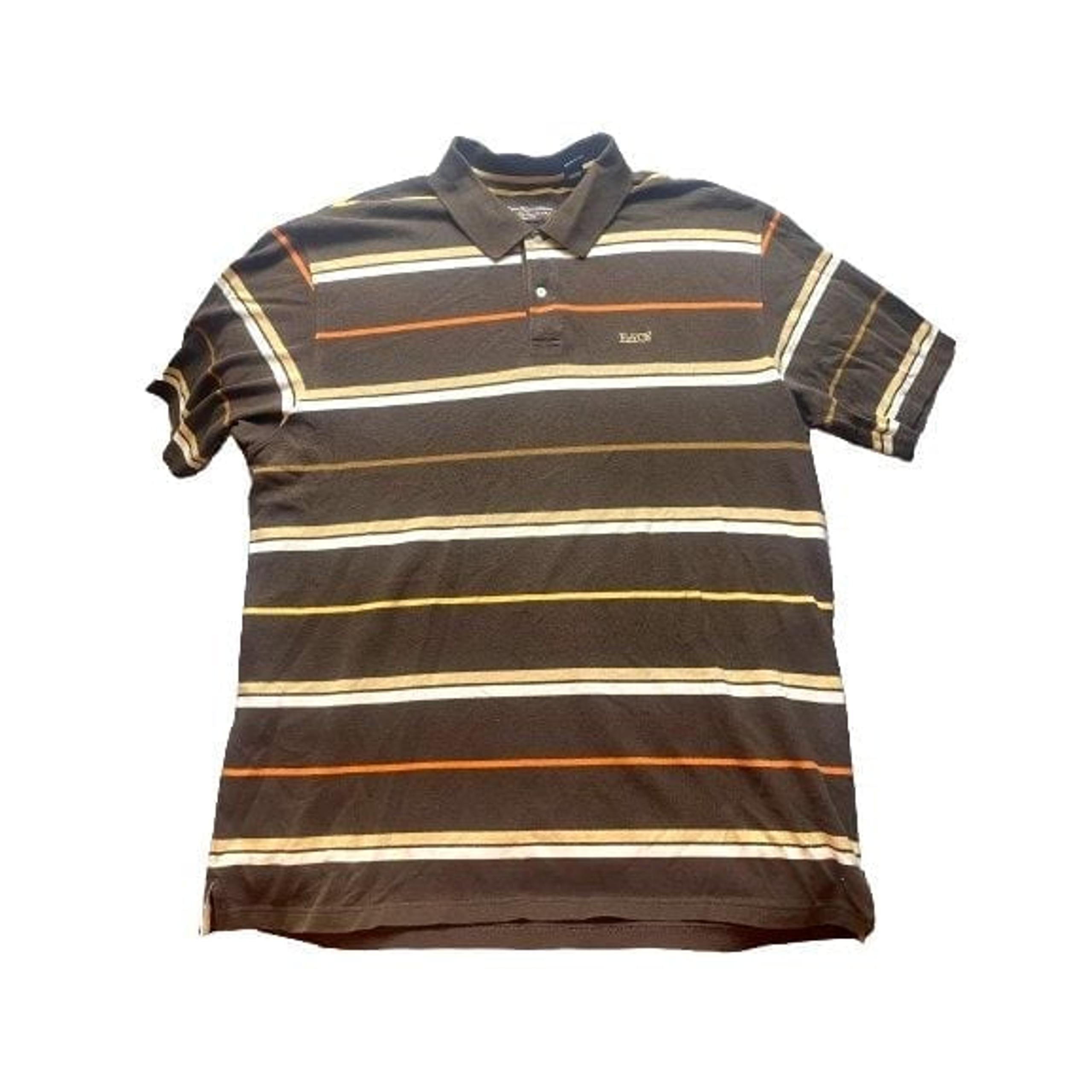 Enyce Shirt Adult 2XL XXL Brown Preppy Rugby Striped Casual Golf Polo Mens