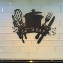 Kitchen Metal Sign, Metal Kitchen Wall Art, Let's Eat Sign, 14 x 10 inch