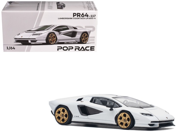 Lamborghini Countach LPI 800-4 White with Carbon Accents 1/64 Diecast Model Car