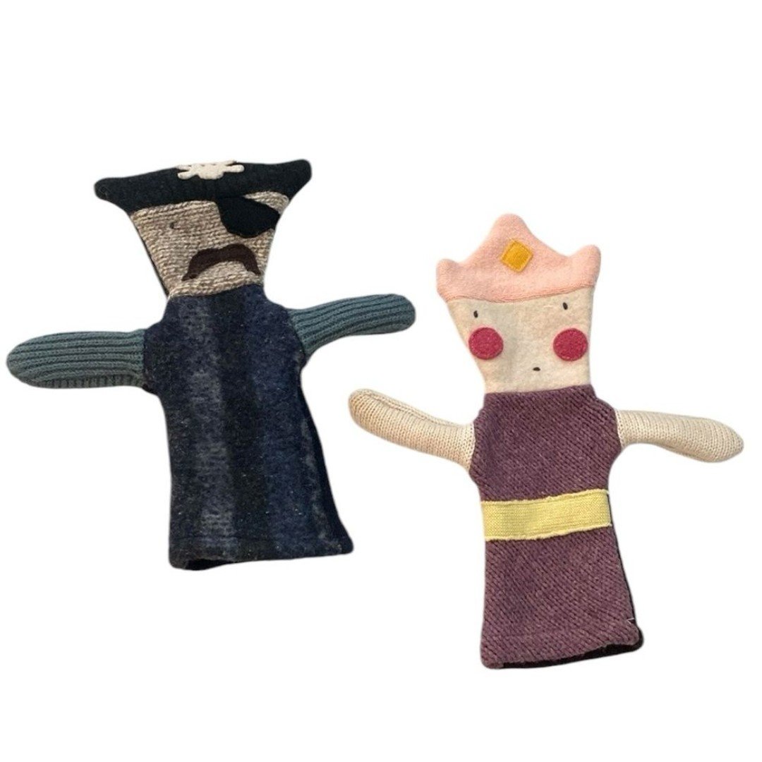 Cate & Levi Pirate Princess Handmade Upcycled Wool Animal Hand Puppets (2)