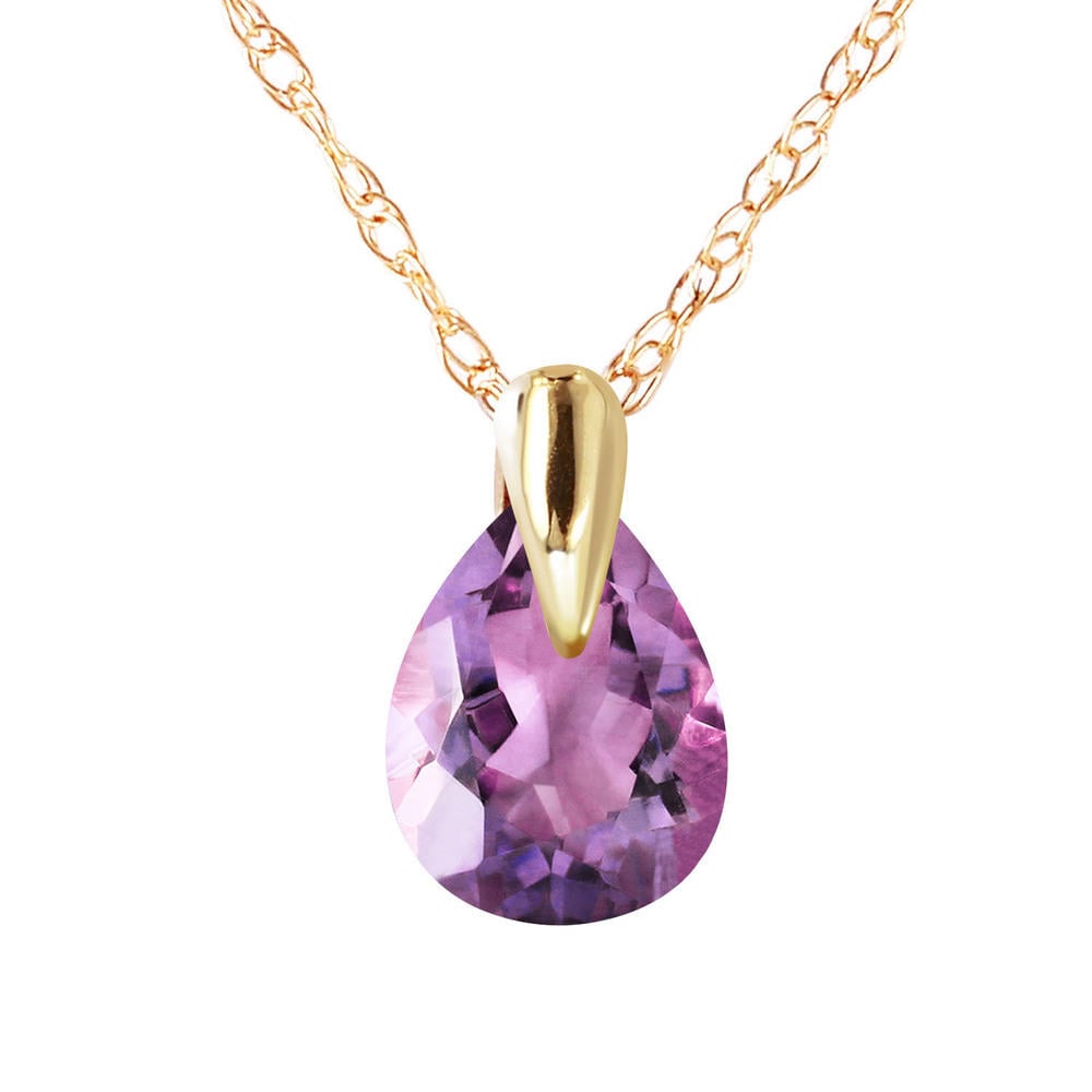 14K. SOLID GOLD NECKLACE WITH NATURAL AMETHYST (Yellow Gold)