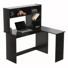 L-Shaped Computer Desk with Hutch Modern Wooden Corner Gaming Desk