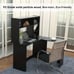 L-Shaped Computer Desk with Hutch Modern Wooden Corner Gaming Desk