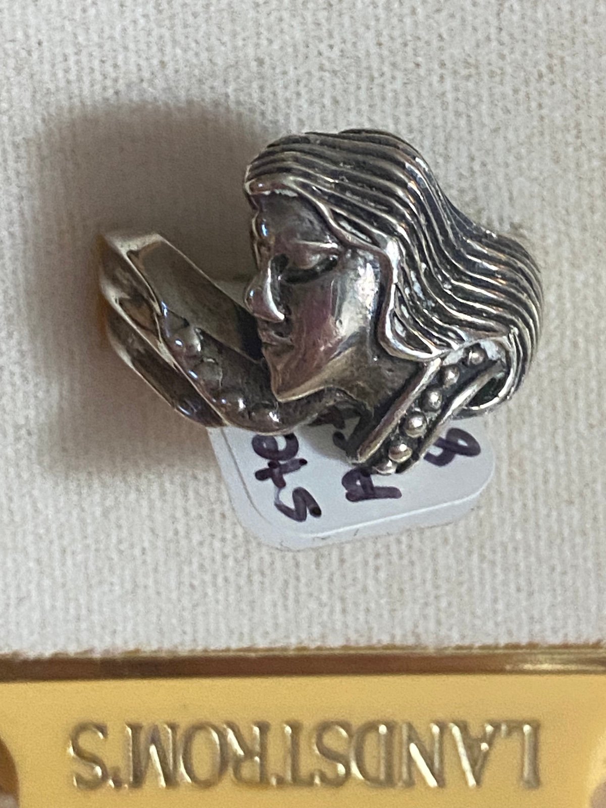 Sterling Art Nouveau face ring 8”