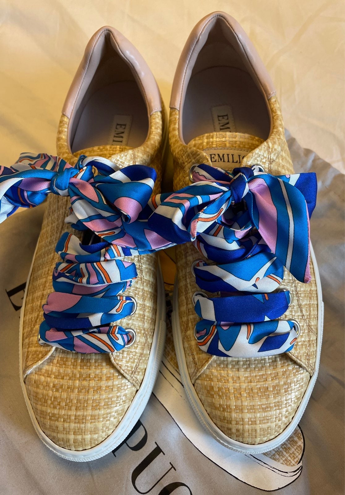 Emilio Pucci Interwoven Straw Sneakers