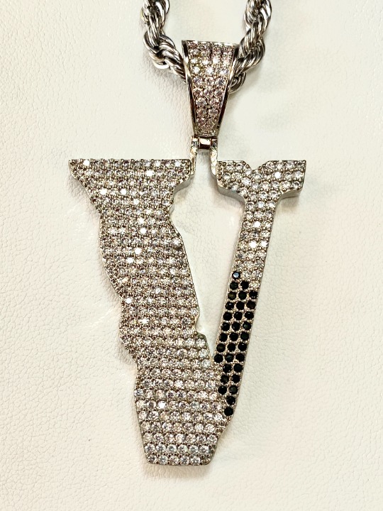 14K White Gold Filled Finish ''V''