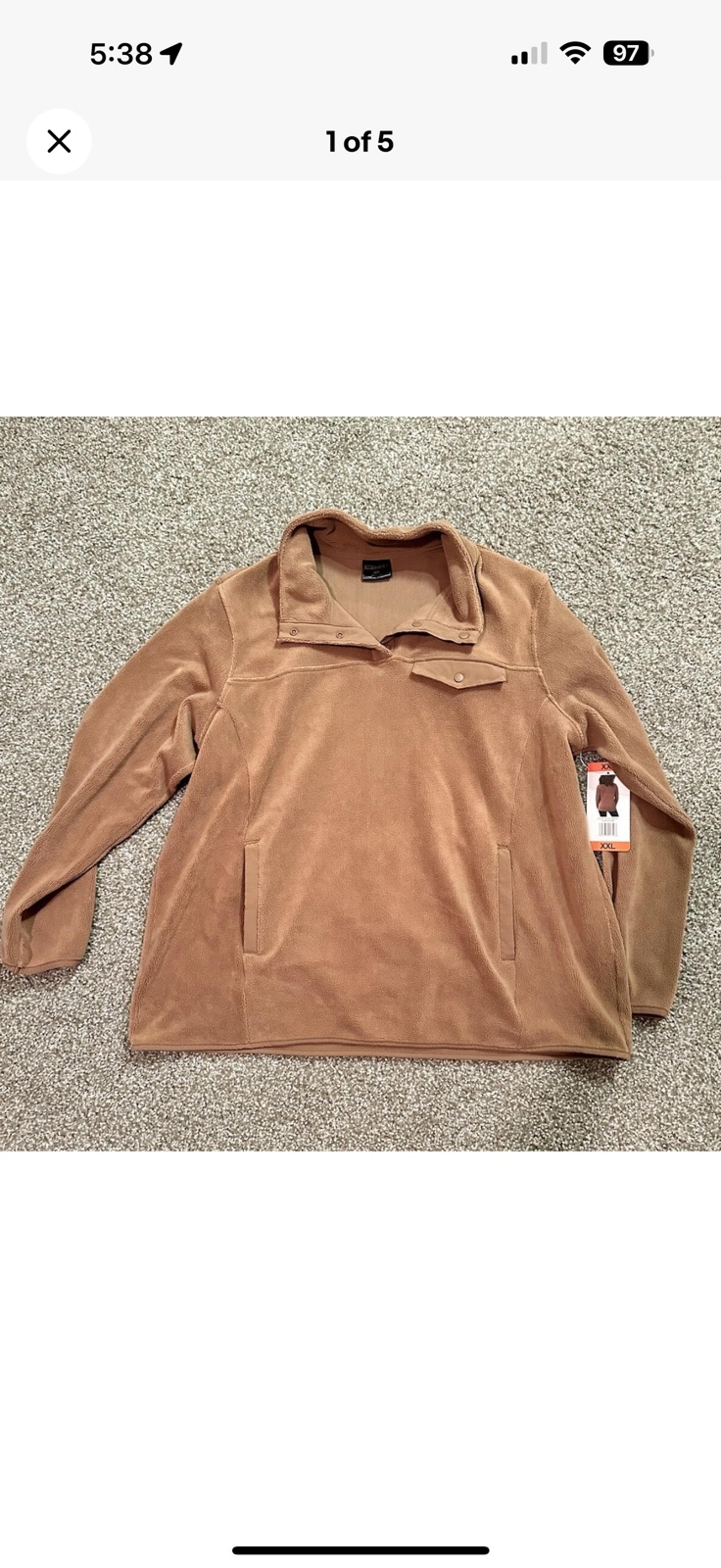 32 Degrees Heat Women's Midweight Snap Fleece Pullover, Tan, Size XXL NWT