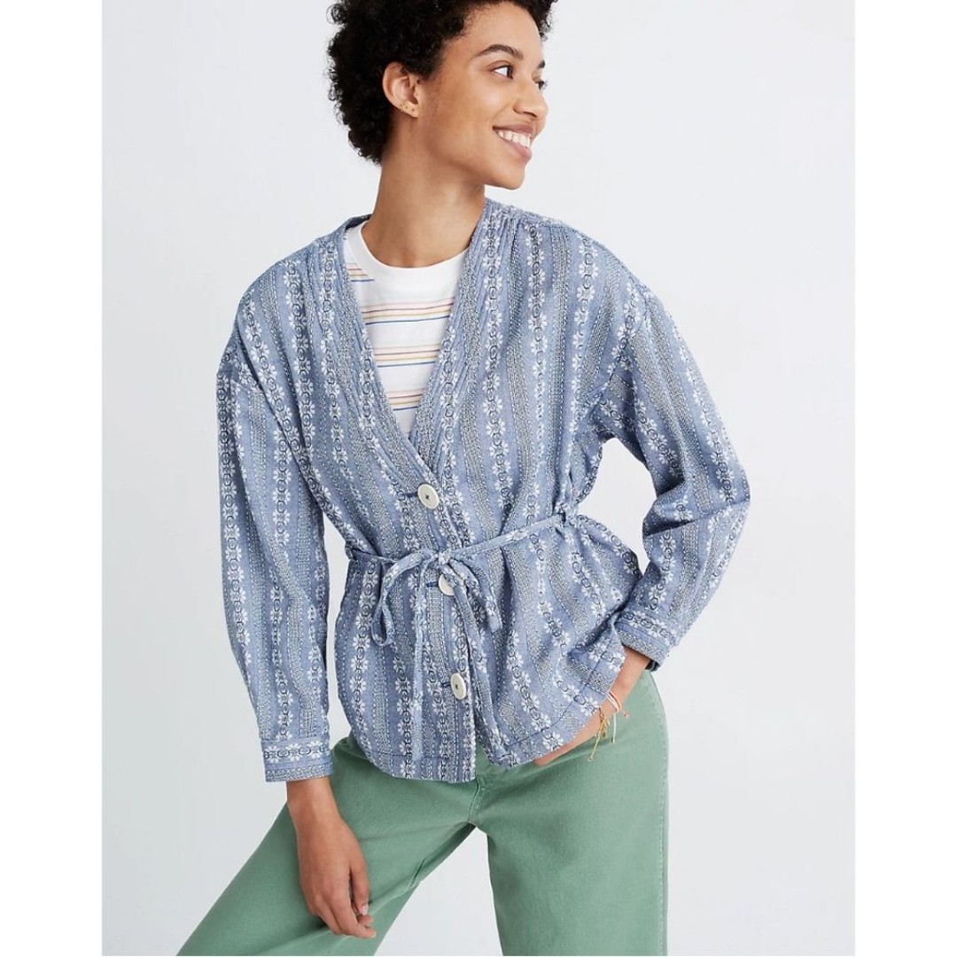 Madewell Floral Jacquard Tie-Waist Jacket NWT Size Medium