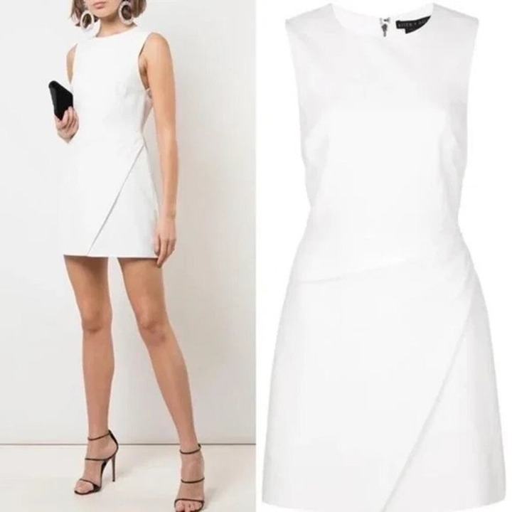 Alice + Olivia Classics Kelsey White Dress - Size 8 Excellent Condition