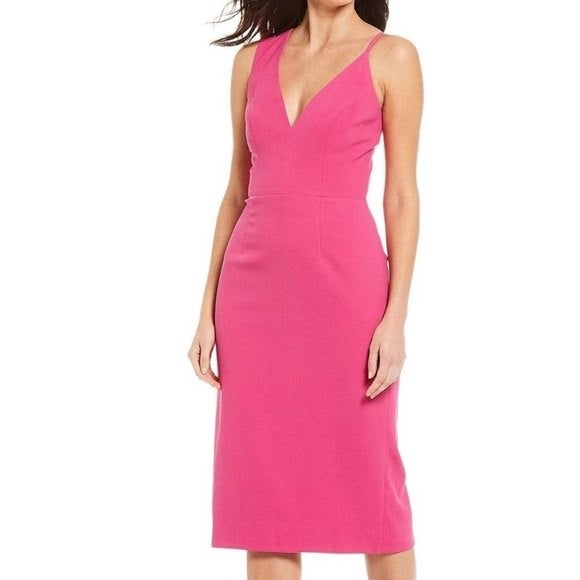 Dress the Population Erika Midi Dress Bright Fuchsia Size XS NWT