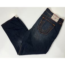 True Religion Bobby Relaxed Baggy Thick Stitch Dark Wash Jeans 40 x 32
