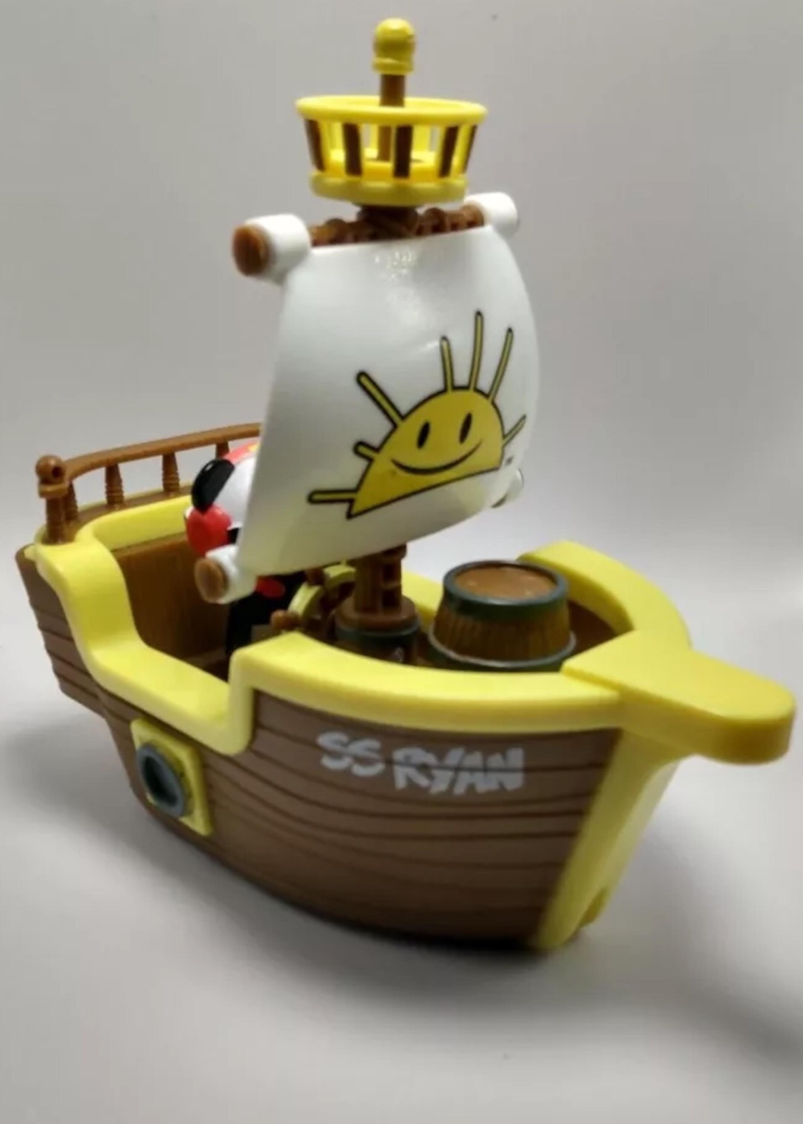 Ryan's World Brown Yellow Pirate Ship Toy SS Ryan w/ Panda Figure