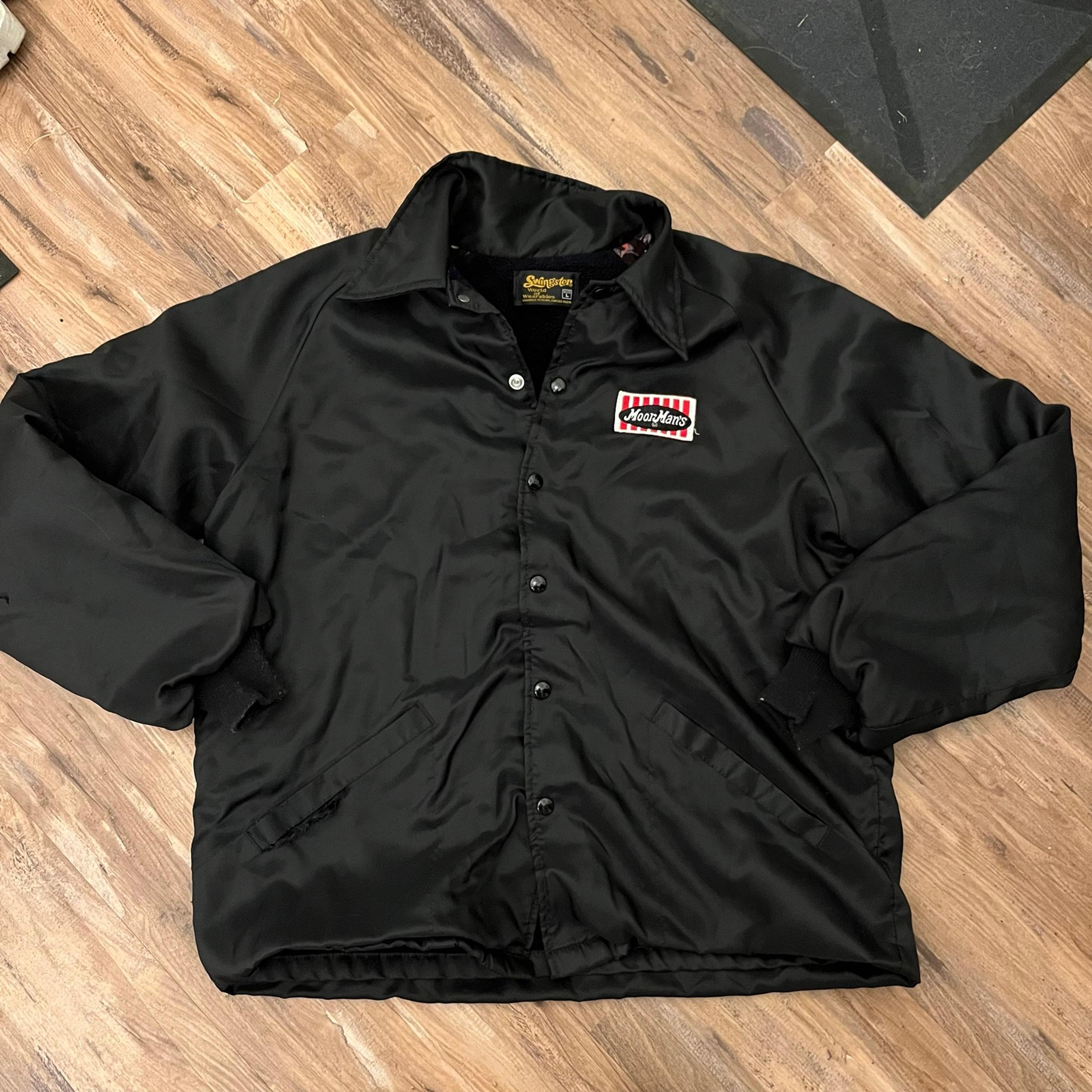 Mens vintage 90s swingster Moormans Sherpa lined windbreaker jacket sz L black
