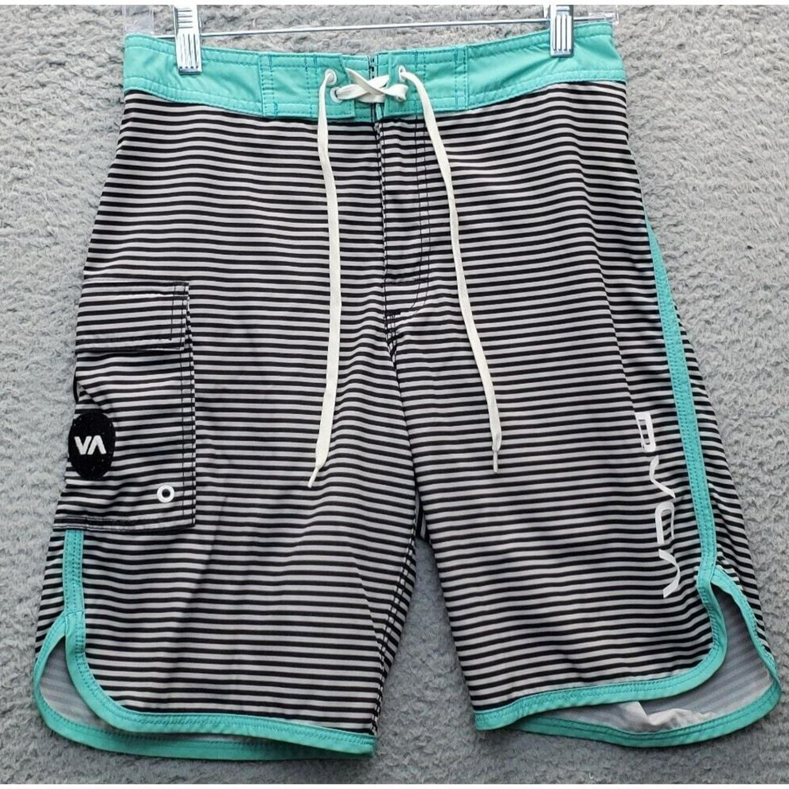 RVCA Board Shorts Mens 29 Multi Striped Polyester Stretch Swimwear Performance