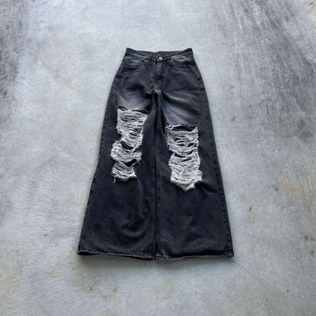 宅配便配送 y2k」wide damaged archive 00s jeans パンツ