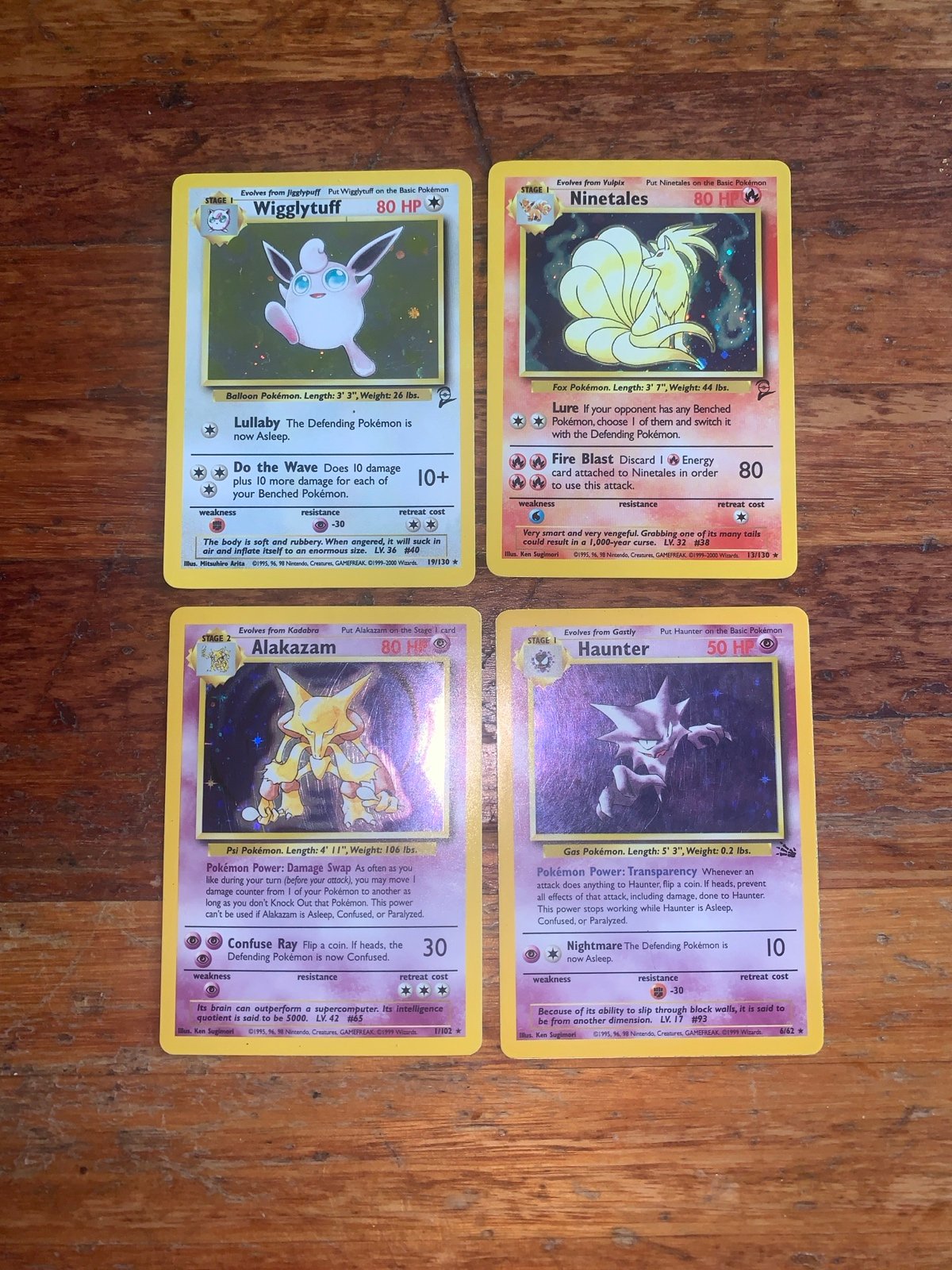 Pokemon Holo Lot - Ninetails Alakazam Haunter & Wigglytuff