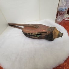 Vintage Rare Long Handle Fire Bellows Stoker Wood and Leather