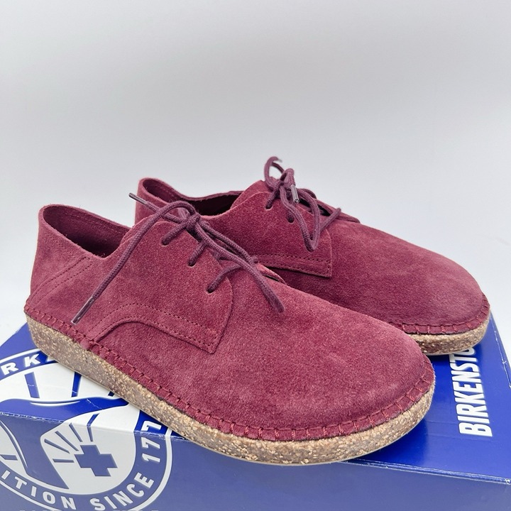 BIRKENSTOCK GARY Lace Up Casual Shoes Maroon Suede EU 37 Womens US 6- 6.5 NEW