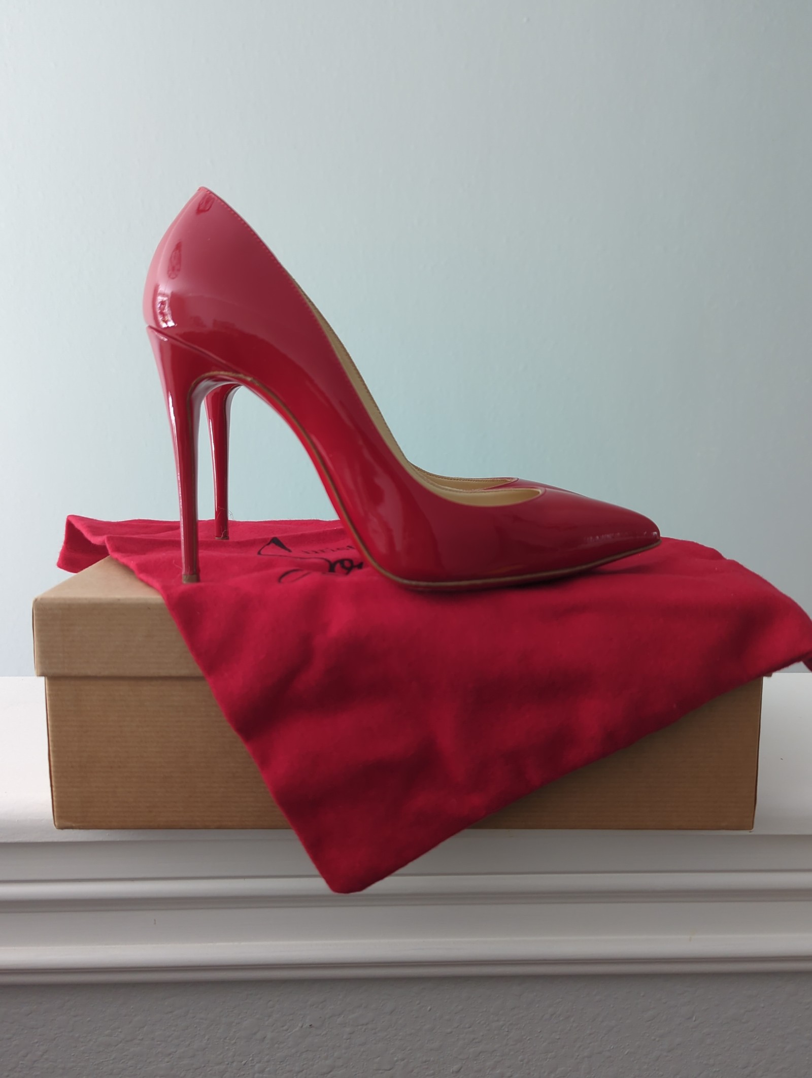 100% Authentic Christian Louboutin pointed toe pigalle follies 100 red Pumps
