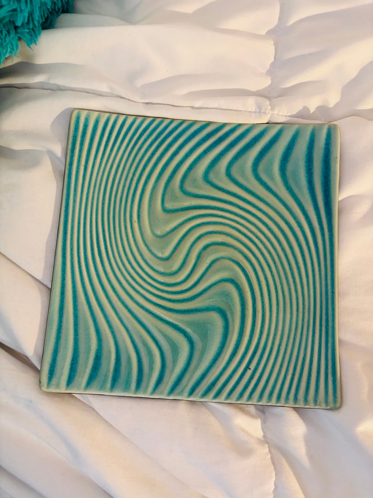 SERVING TRAY GLASS COOL PRINT BLUE