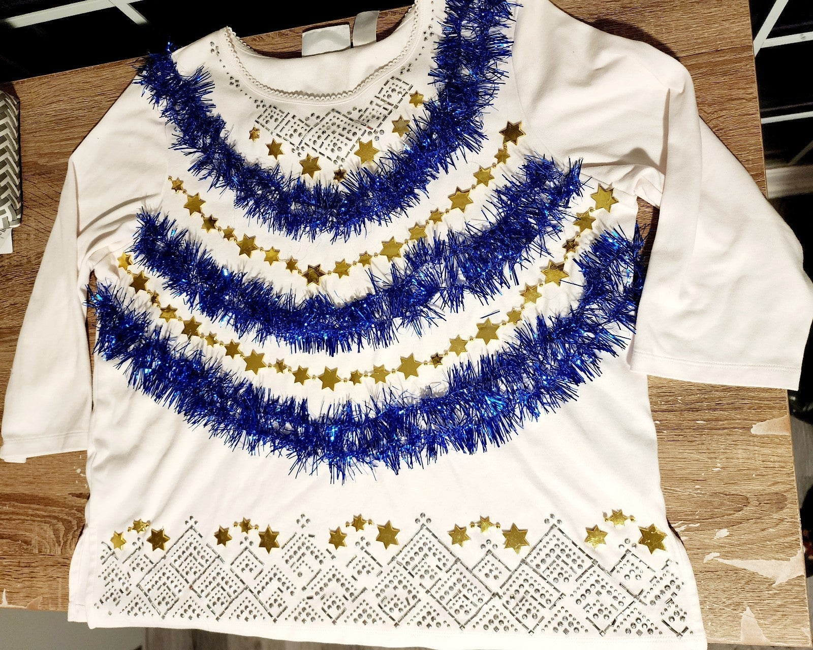 Handmade Ugly Christmas Hanukkah Sweater Top L