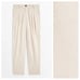 NWT. Massimo Dutti Cream Cotton Twill Pants with Double Darts. Size 6.