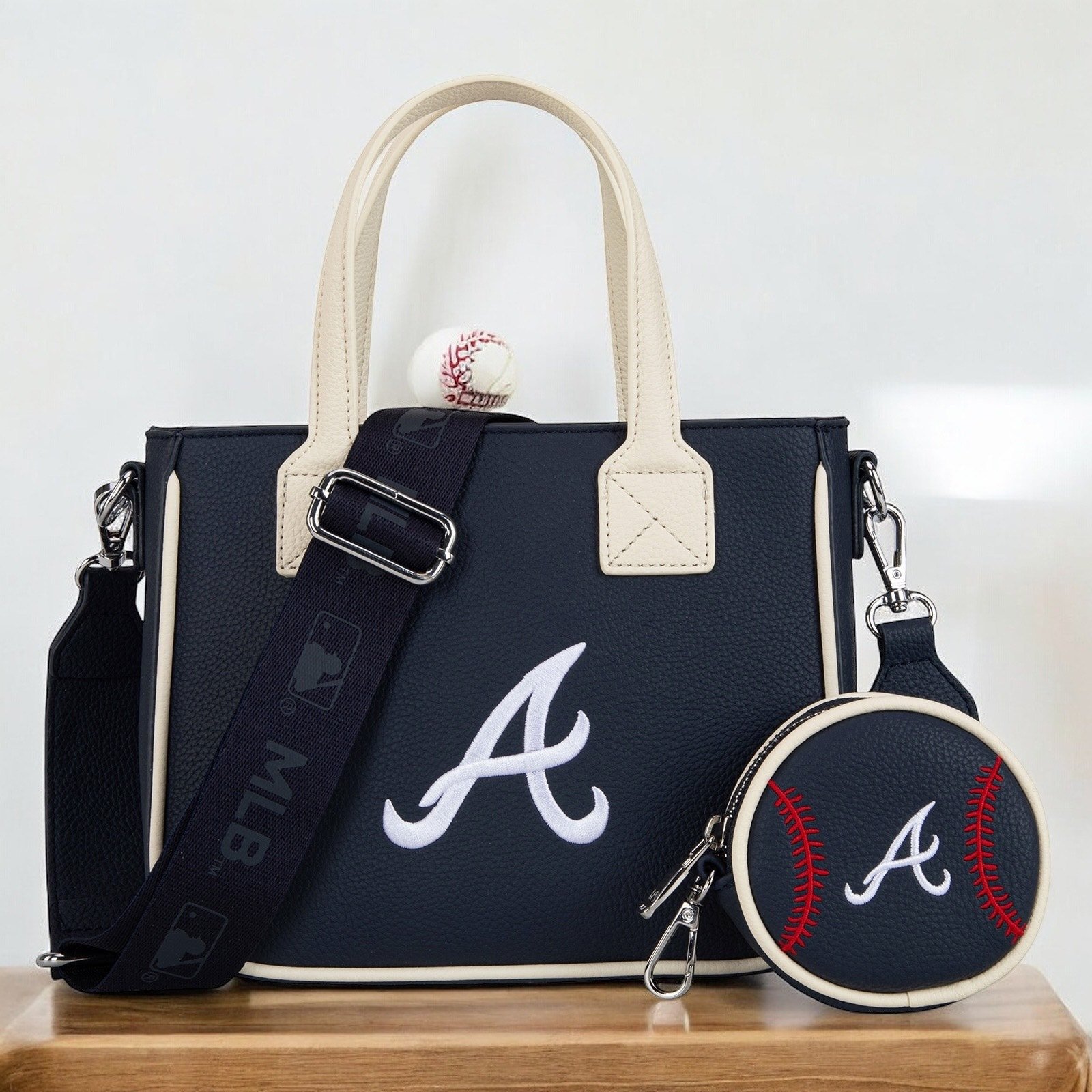 MLB Atlanta Braves Tote/Crossbody w/ Coin Pouch *NEW Package* (Dark Navy)
