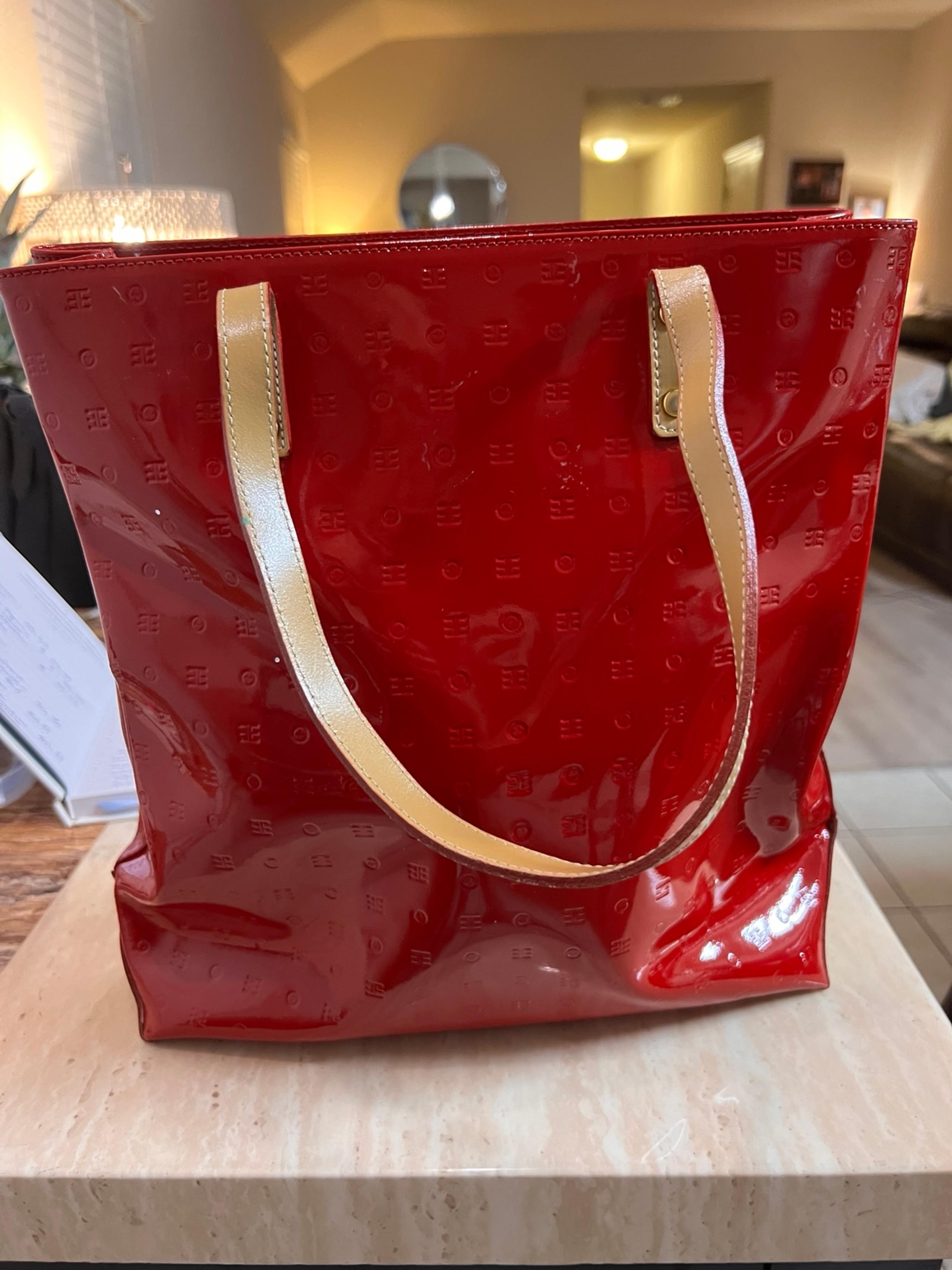 New ARCADIA Made In Italy Patent Genuine Durable Leather Unlined Red Tote Bag!