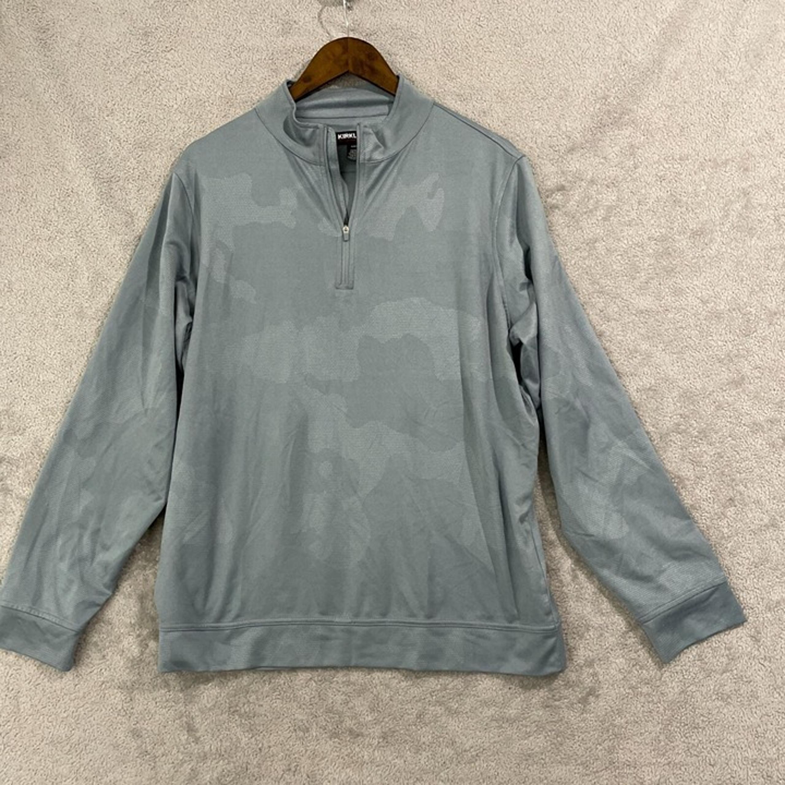 Kirkland Signature Mens M Quarter-Zip Pullover Sweatshirt Gray