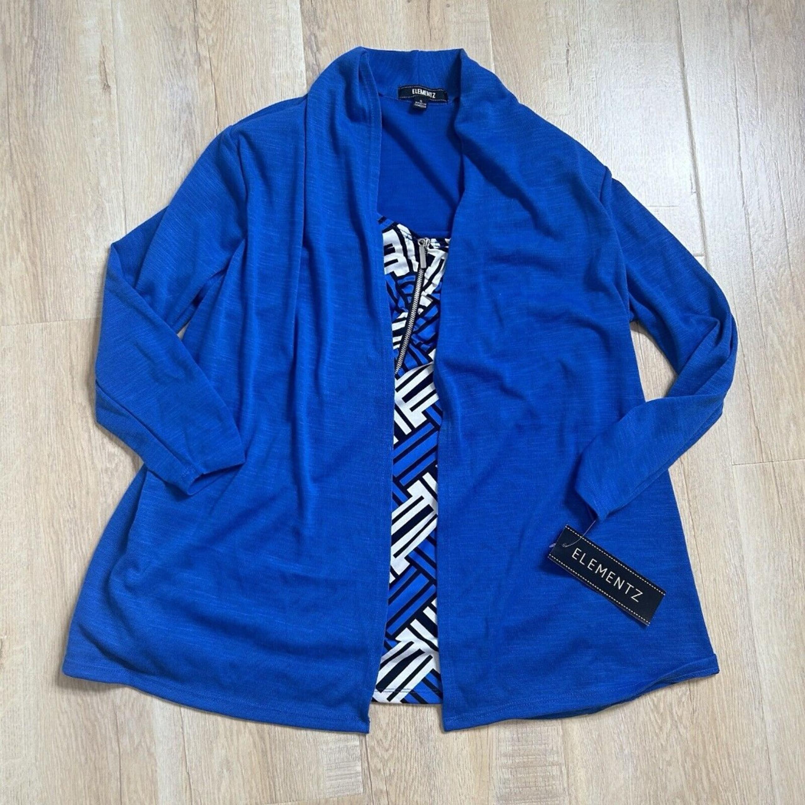 Elementz Womens Sml Blouse Slate Blue Front Zipper New W Tag