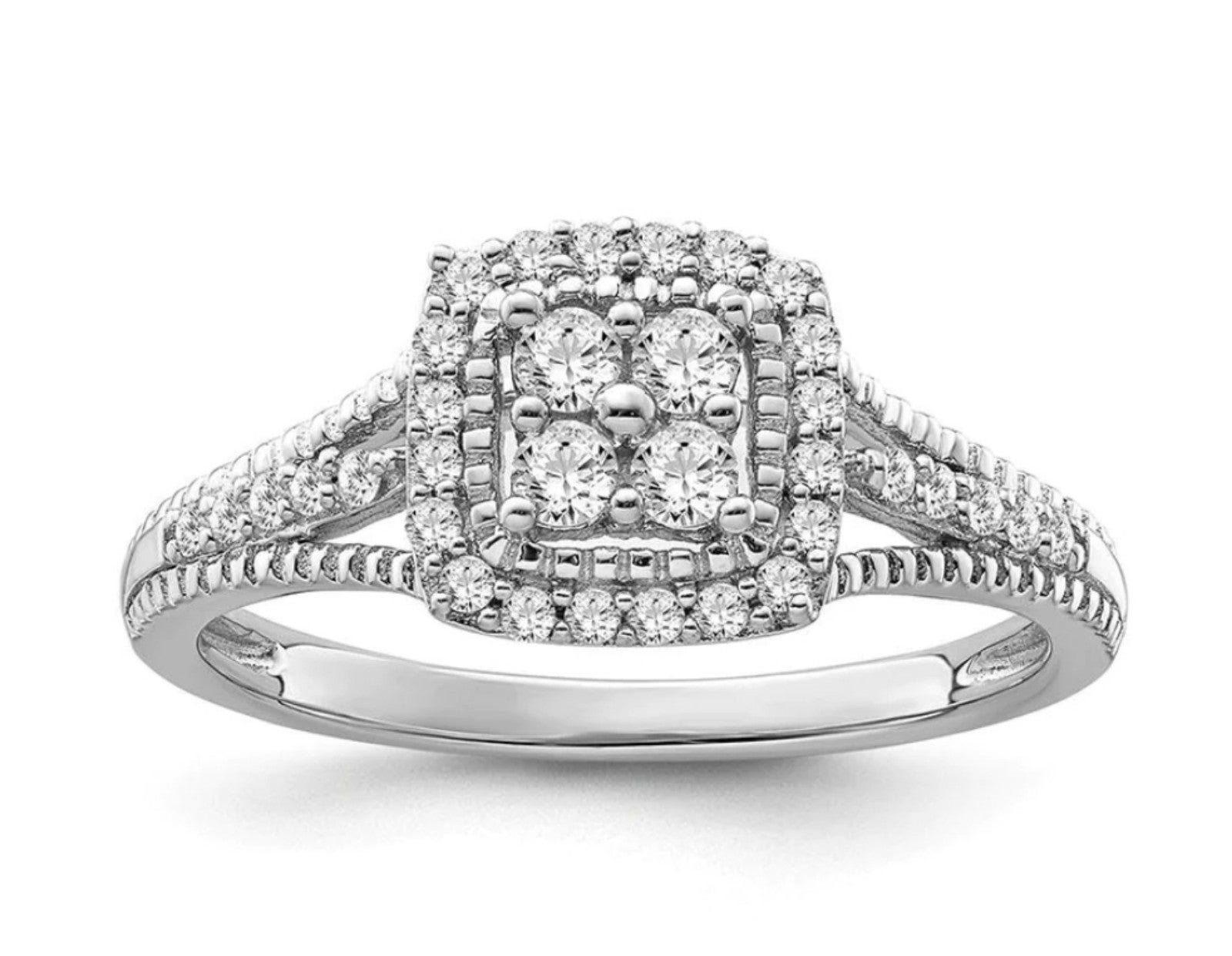 Diamond Princess-Cut Ring 10K White