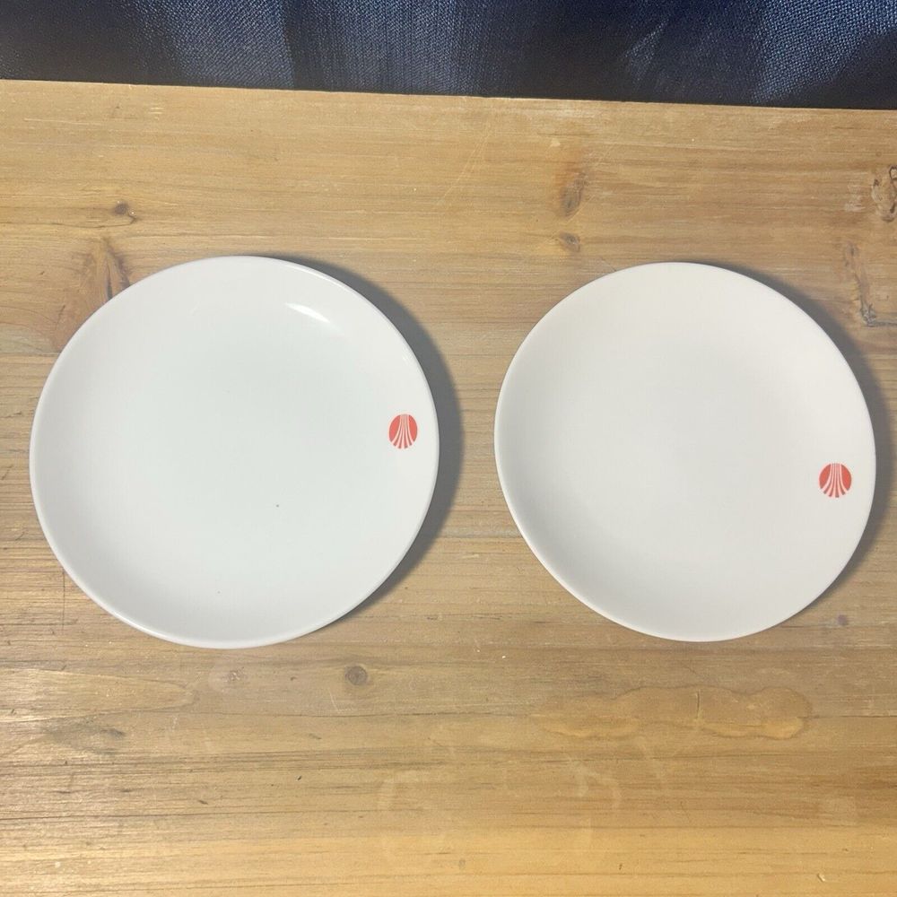 Continental Airlines ~ C ~ Round Saucer~ White China Red Logo ~ 5 Set Of 2