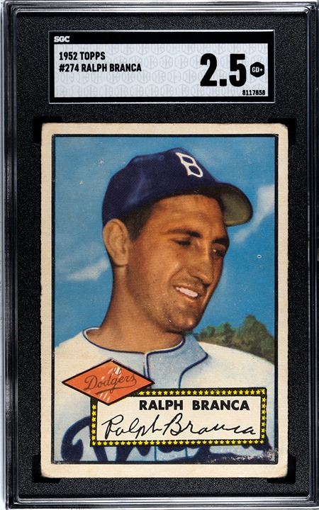 1952 Topps RALPH BRANCA Dodgers #274 SGC 2.5 GD+